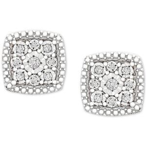 Macy's Diamond Cushion Cluster Earrings MSRP $200